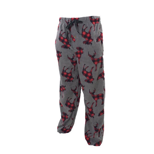 Canyon Creek Men's Black/White Plaid With Animals Lounge Pants