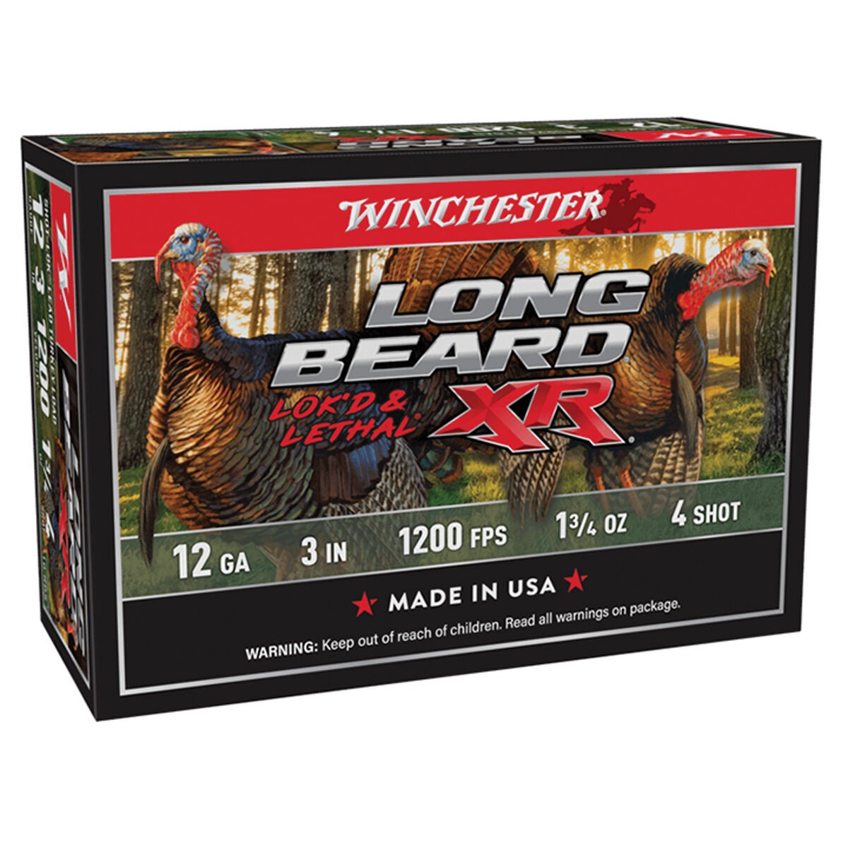 Winchester Long Beard XR Shot-Lok 12 Gauge 3" 1-3/4oz 4 Shot Ammo - 10 Rounds