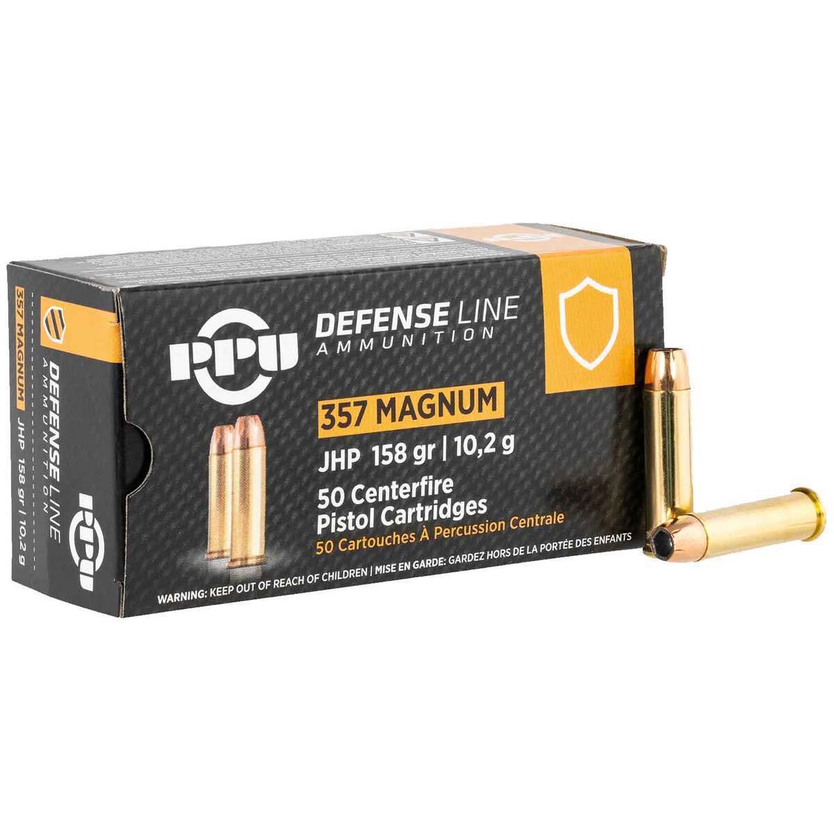 Ppu Defense 357 Magnum 158GR JHP Ammo 50 Rounds