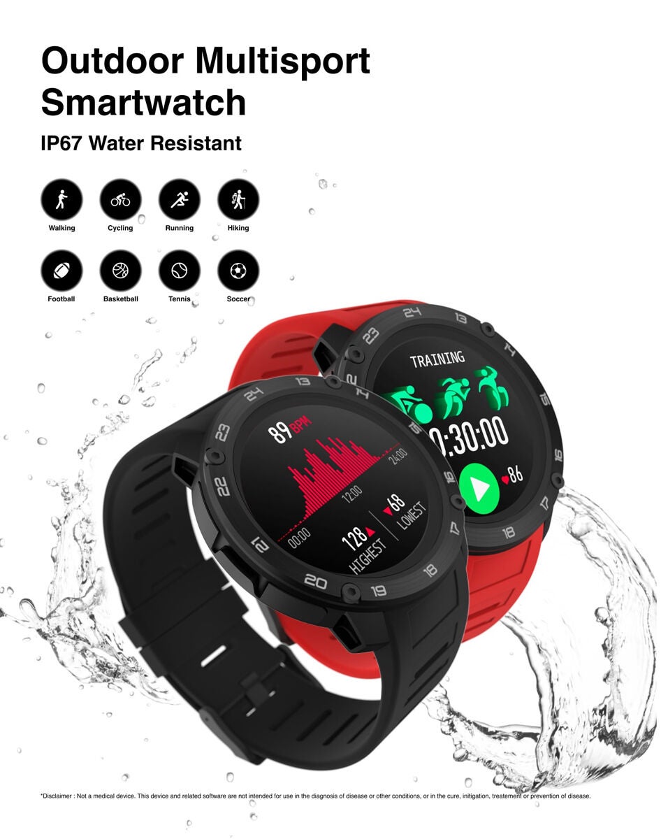 Itouch Explorer Smartwatch: Black Case and Black Silicone Strap