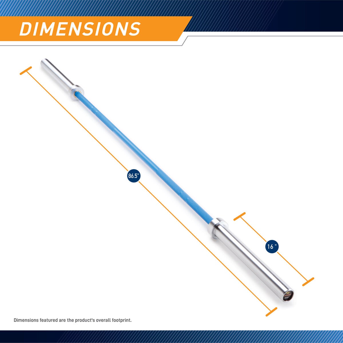 Steel Body 7' Blue Chrome OLYMPIC BAR