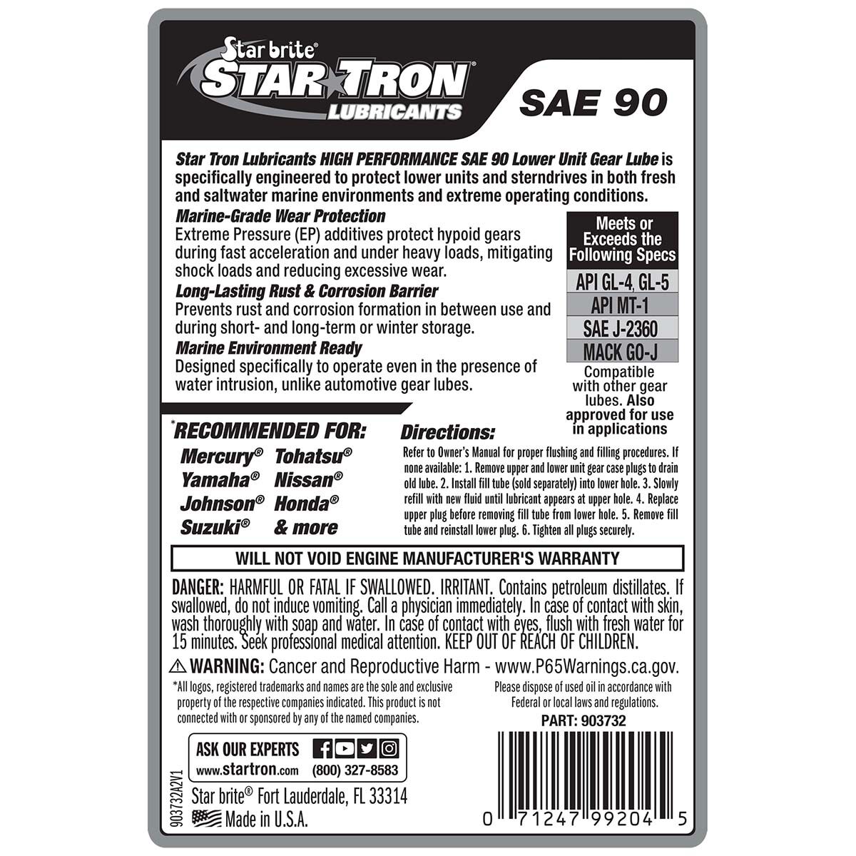 Starbrite Synthetic Blend Gear Lube