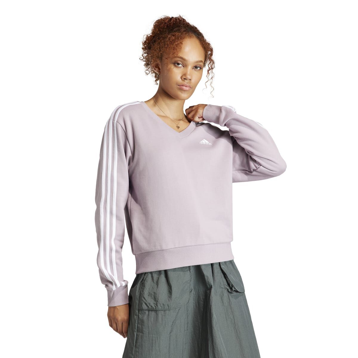 adidas Women's 3 Stripe Vneck Crew