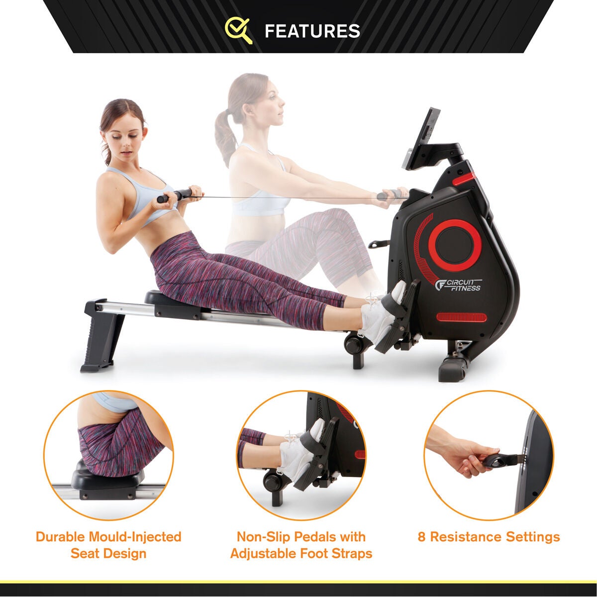 Circuit Fitness AMX-979RW Foldable Magnetic Rowing Machine