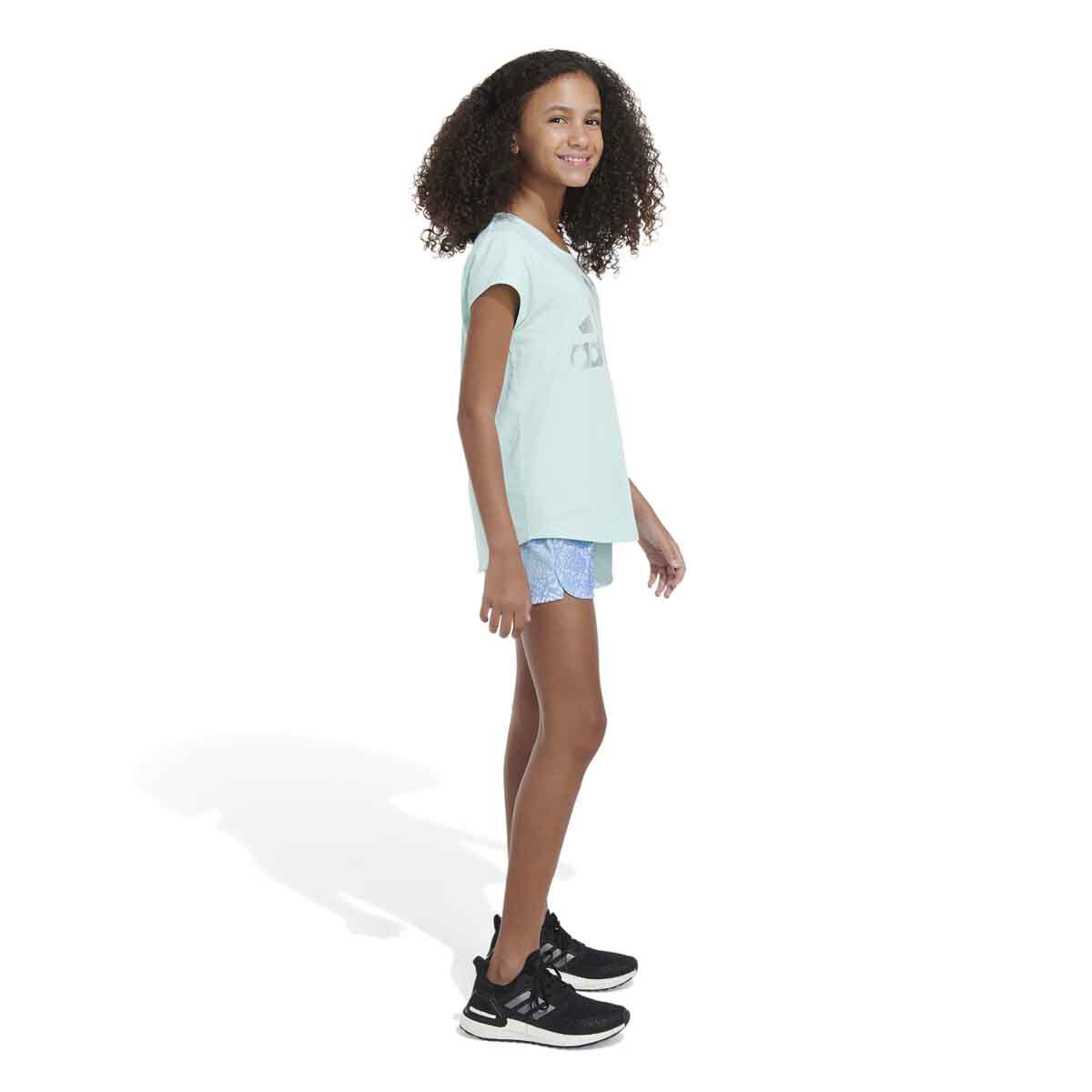 adidas Girls' AEROREADY® Elastic Waistband All Over Print Pacer Woven Shorts