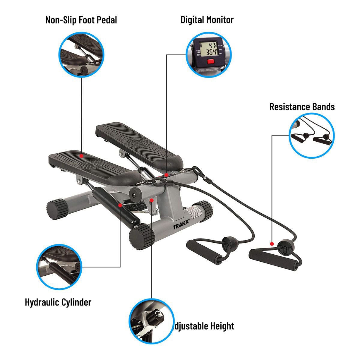 Trakk Fitness Mini Stepper w/ Resistance Bands