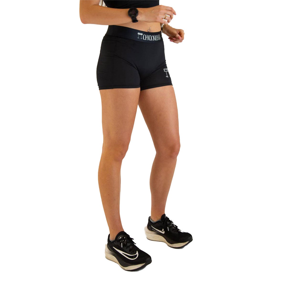 Chickn Legs Women's 3" Compression Shorts Black