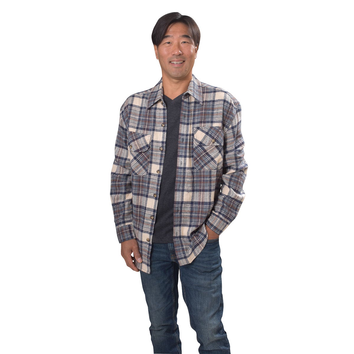 Canyon Creek Men's Blue/Cream Brawny Flannel Shirt