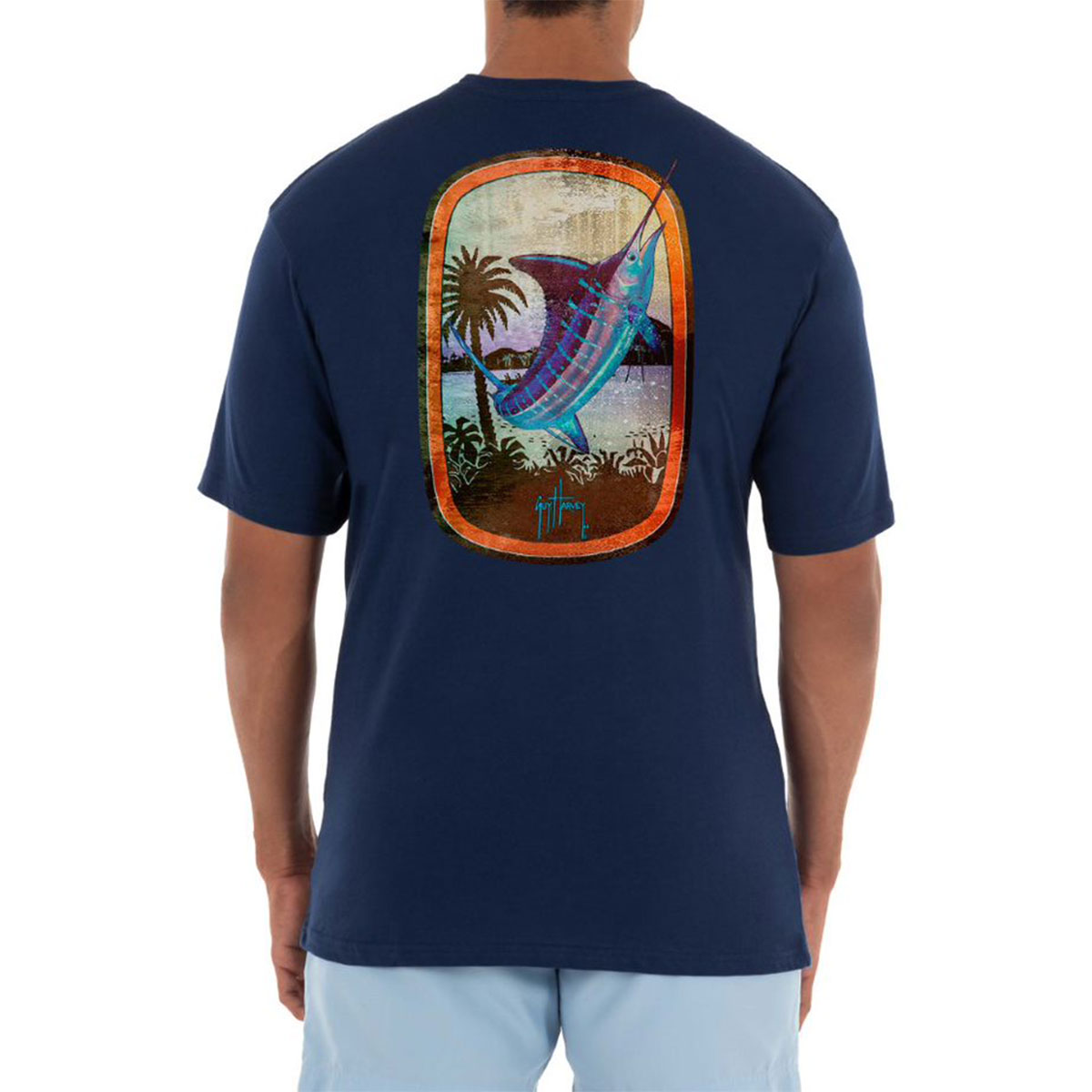 Guy Harvey Men's Dominica Marlin Palm Short Sleeve Tee