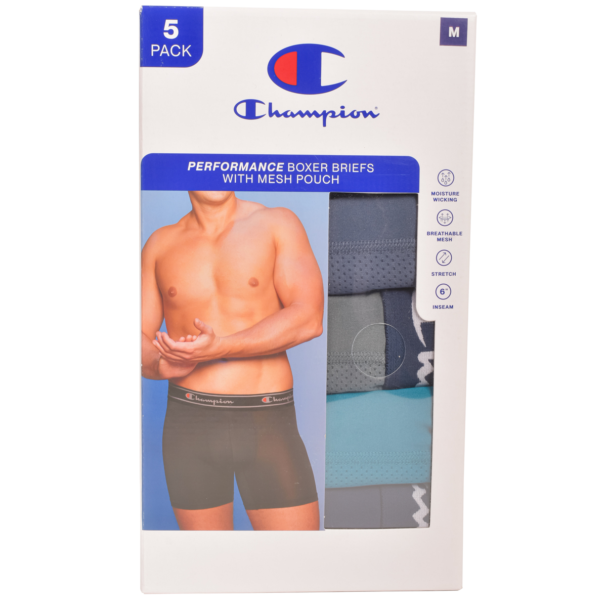 Champ Boxer Champion Men's 5 Pack Performance Boxer Briefs