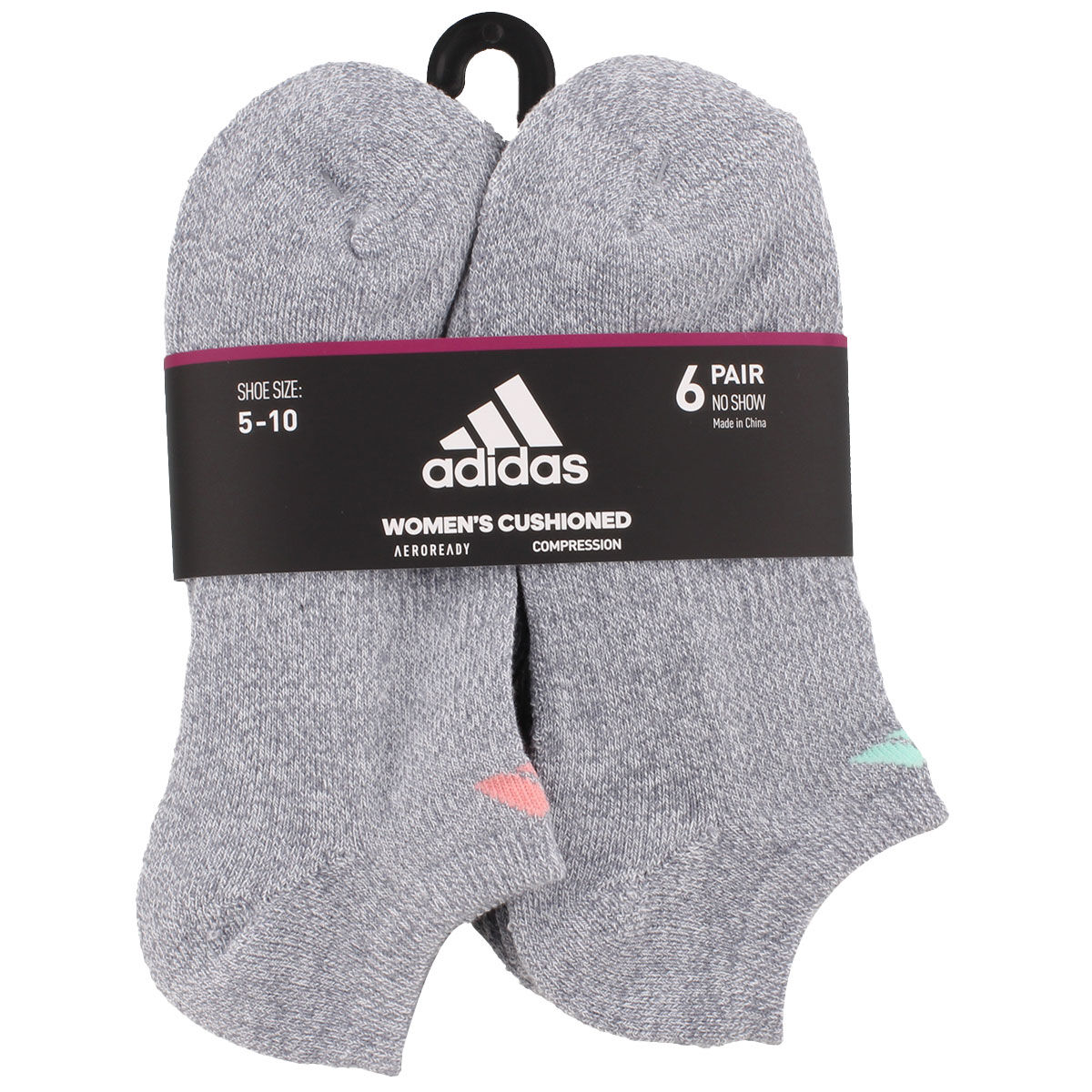 adidas Women's Athletic Cushioned 6-Pack No Show Sock