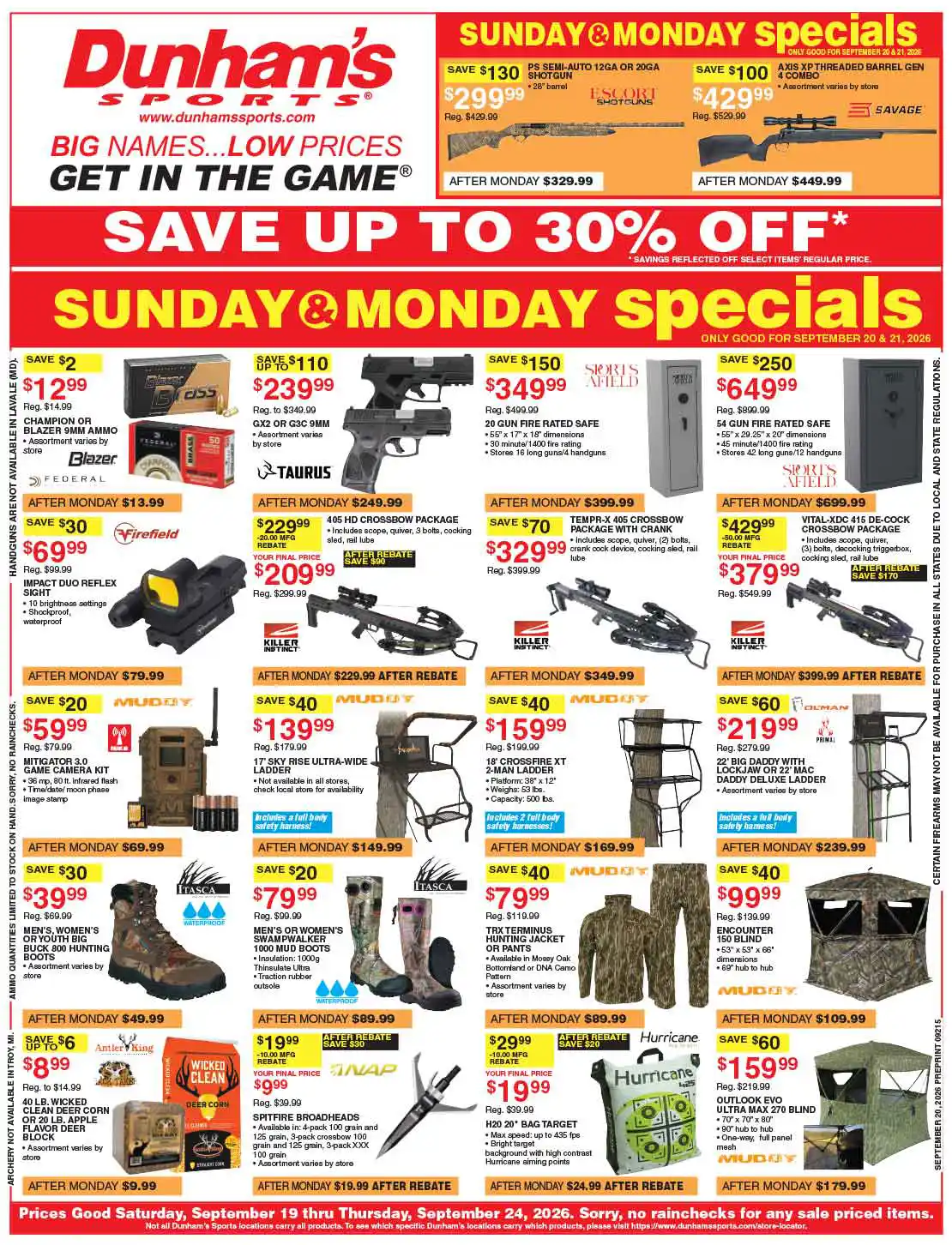 Dunham's Sports weekly ad hunting deals