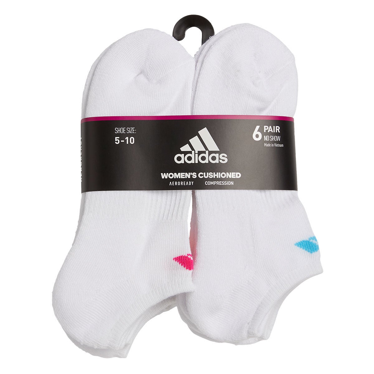 adidas Women's Athletic Cushioned 6-Pack No Show Sock
