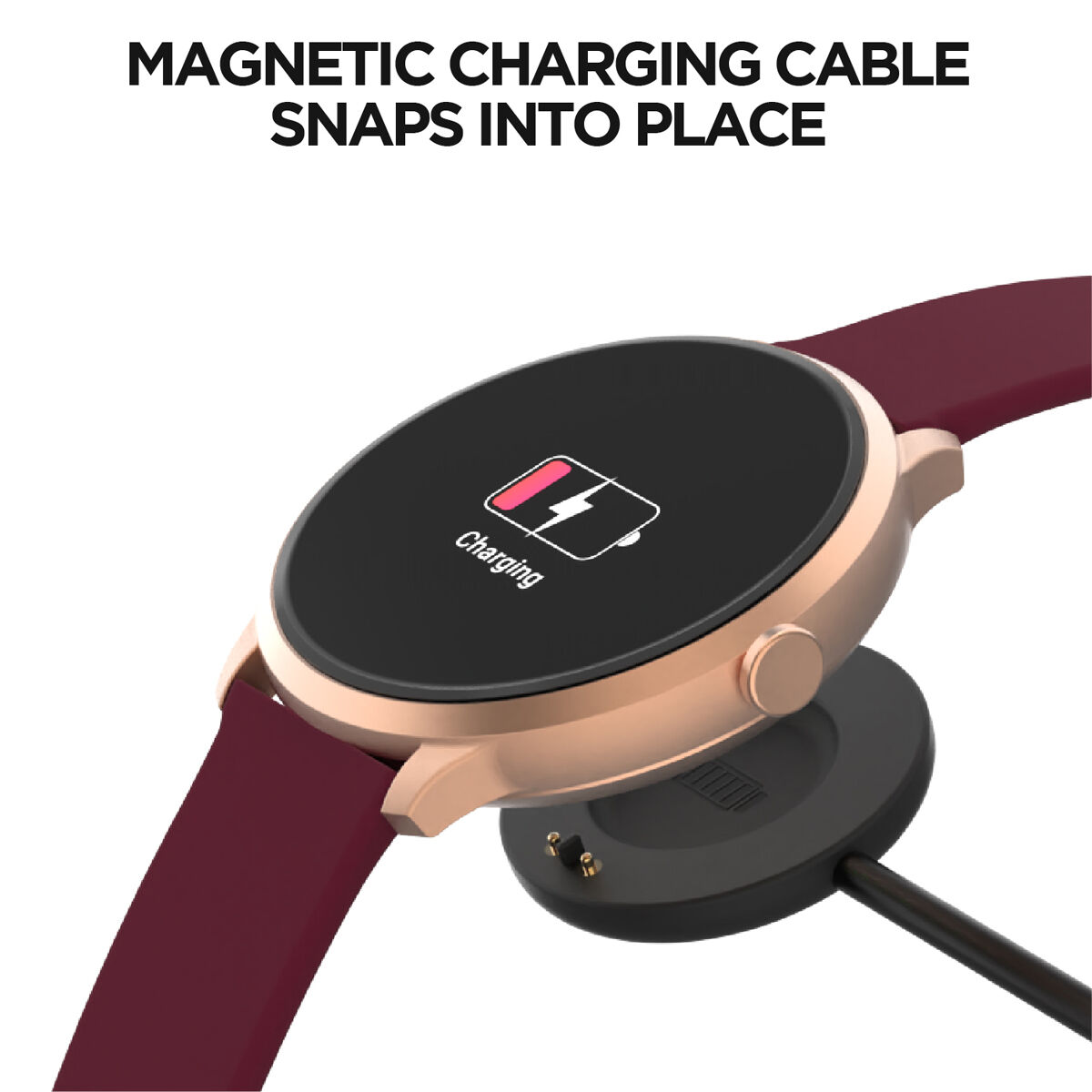 Itouch Sport 3 Smartwatch: Rose Gold Case with Merlot Strap