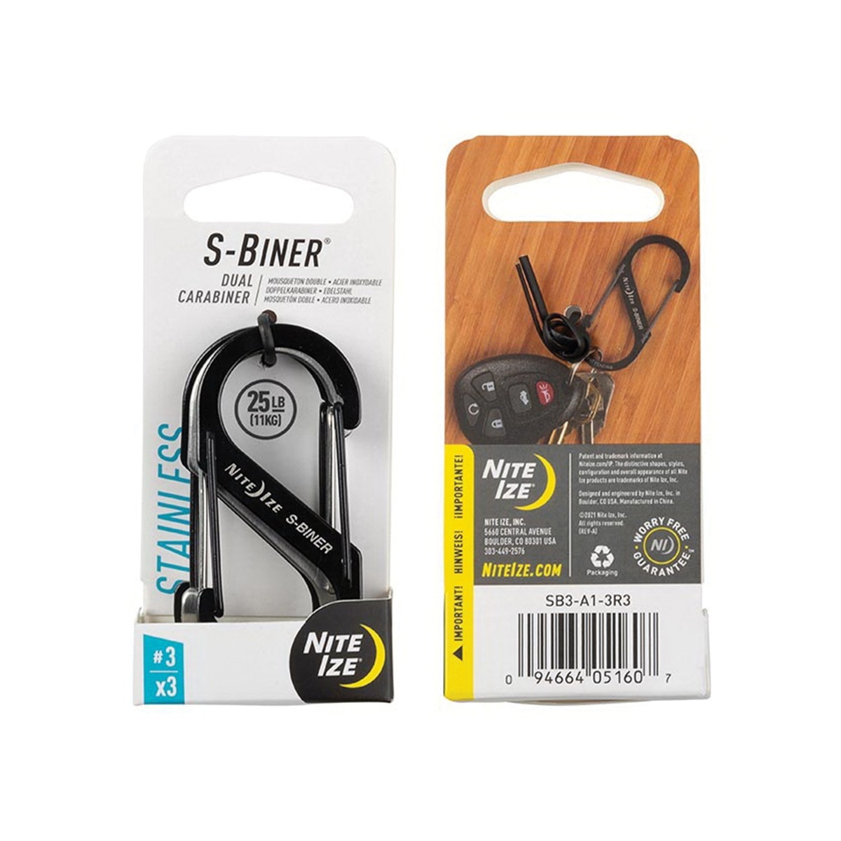 Nite Ize S-Biner #3 Stainless Steel Dual Carabiner 3-Pack