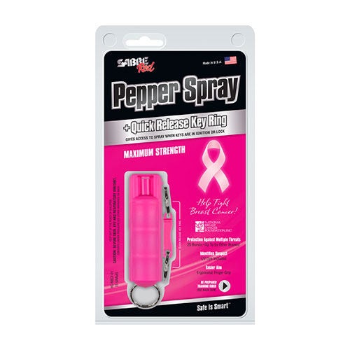 Sabre Pink Key Case Pepper Spray (Supports Breast Cander)