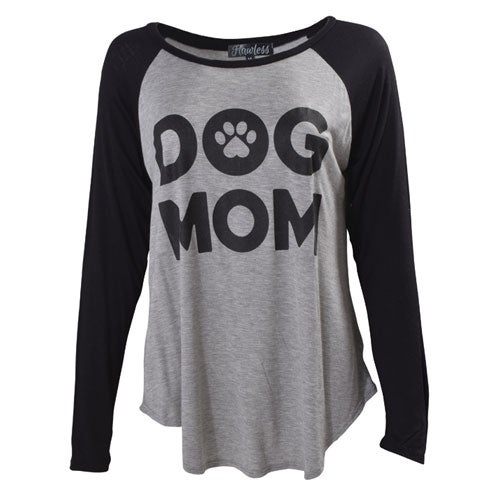 Flawless Women's Long Sleeve Dog Mom Raglan Tee
