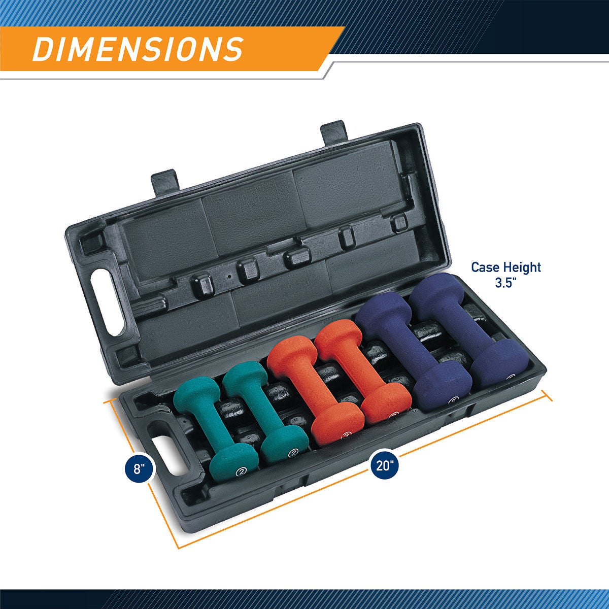 Marcy 3-Pair Neoprene Dumbbell Set with Case