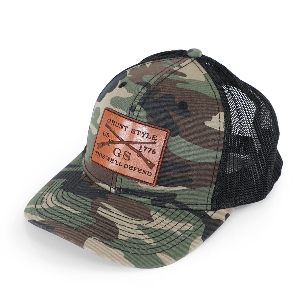 Grunt Style Camo Leather Logo Cap