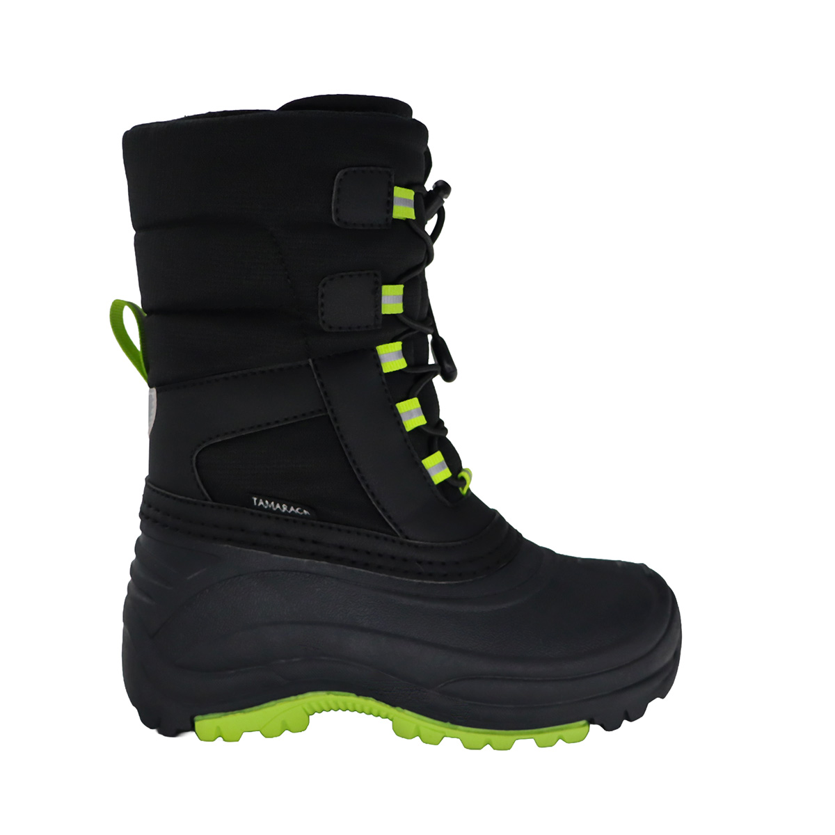 Tamarack Boys' Artic Trail Black and Green Winter Boots
