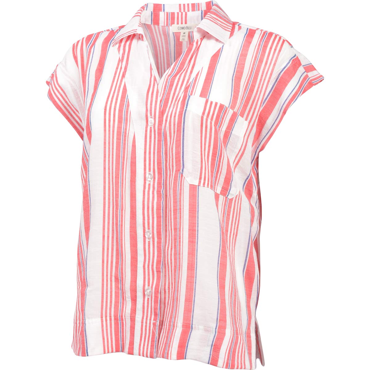 Como Blue Women's Short Sleeve Woven Top