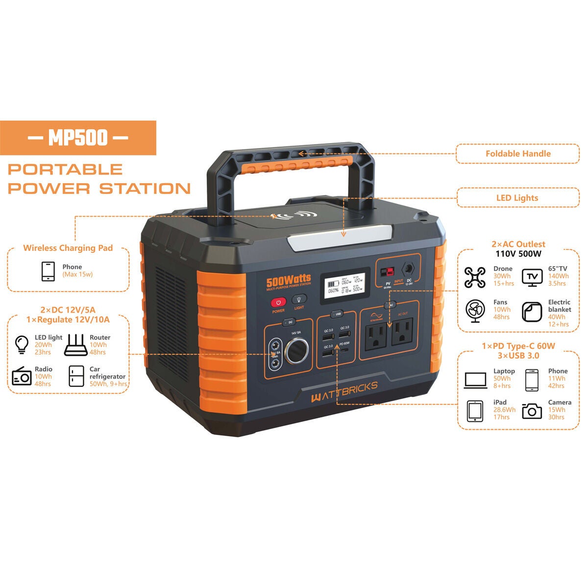 Wattbricks Ener 500W Portable Power Station