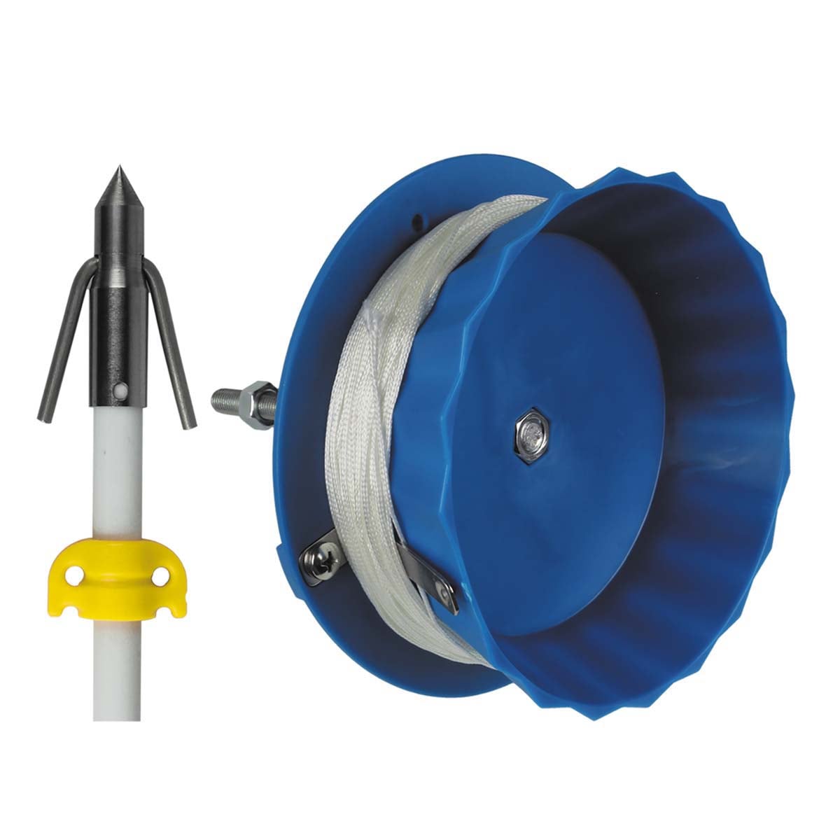 ams fishing reel Bowfishing Retriever Pro The 25 yards of 200 pound braided Dacron line is easy to track and is stacked in the bottle rather than wound on a drum or spool Ams Mudcat Wrap Style Bowfishing