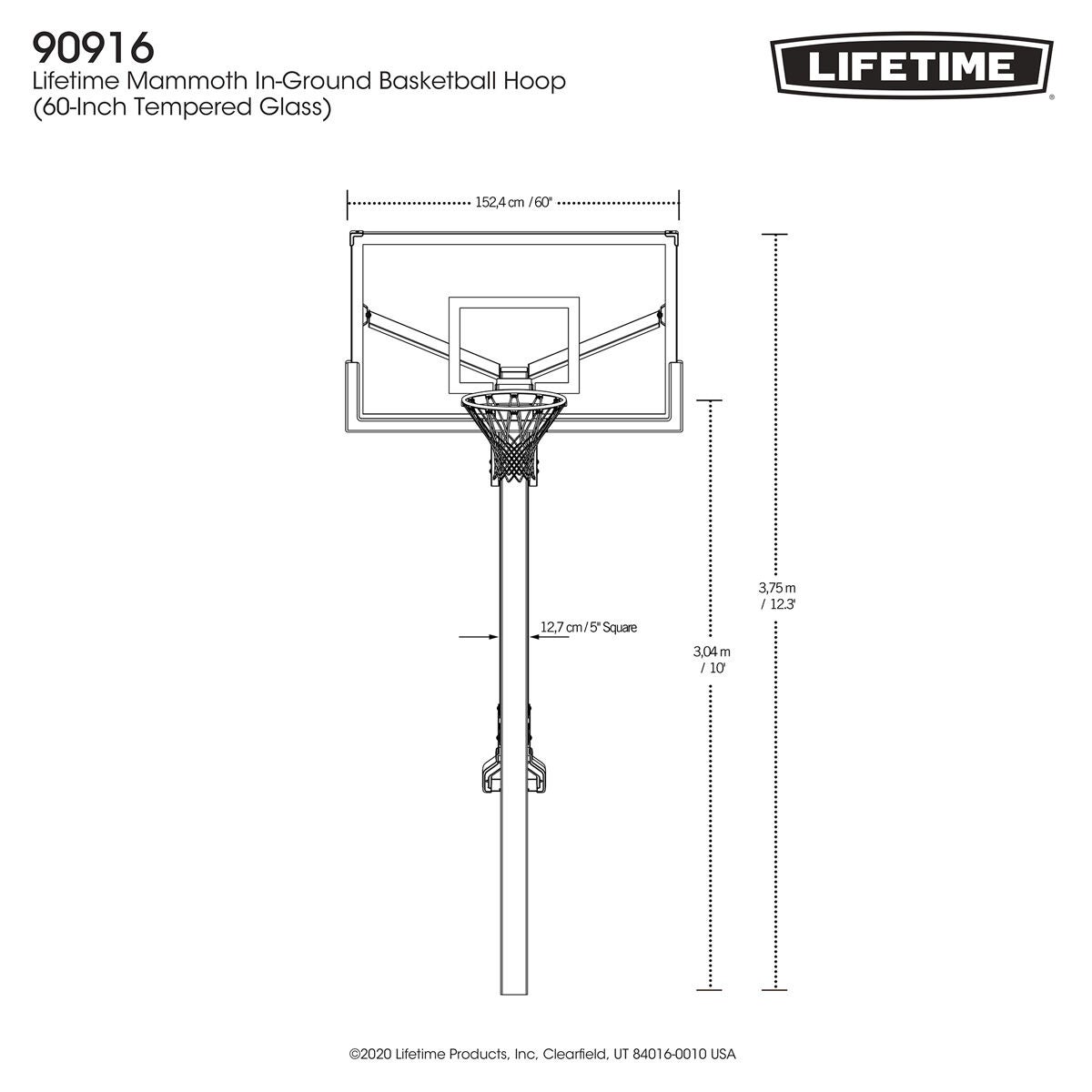 Mammoth 60" 90916 Glass In-Ground Basketball System