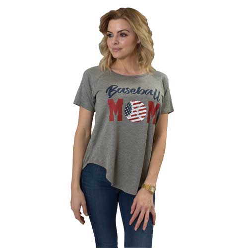 Flawless Women's Short Sleeve Baseball Mom Americana Tee