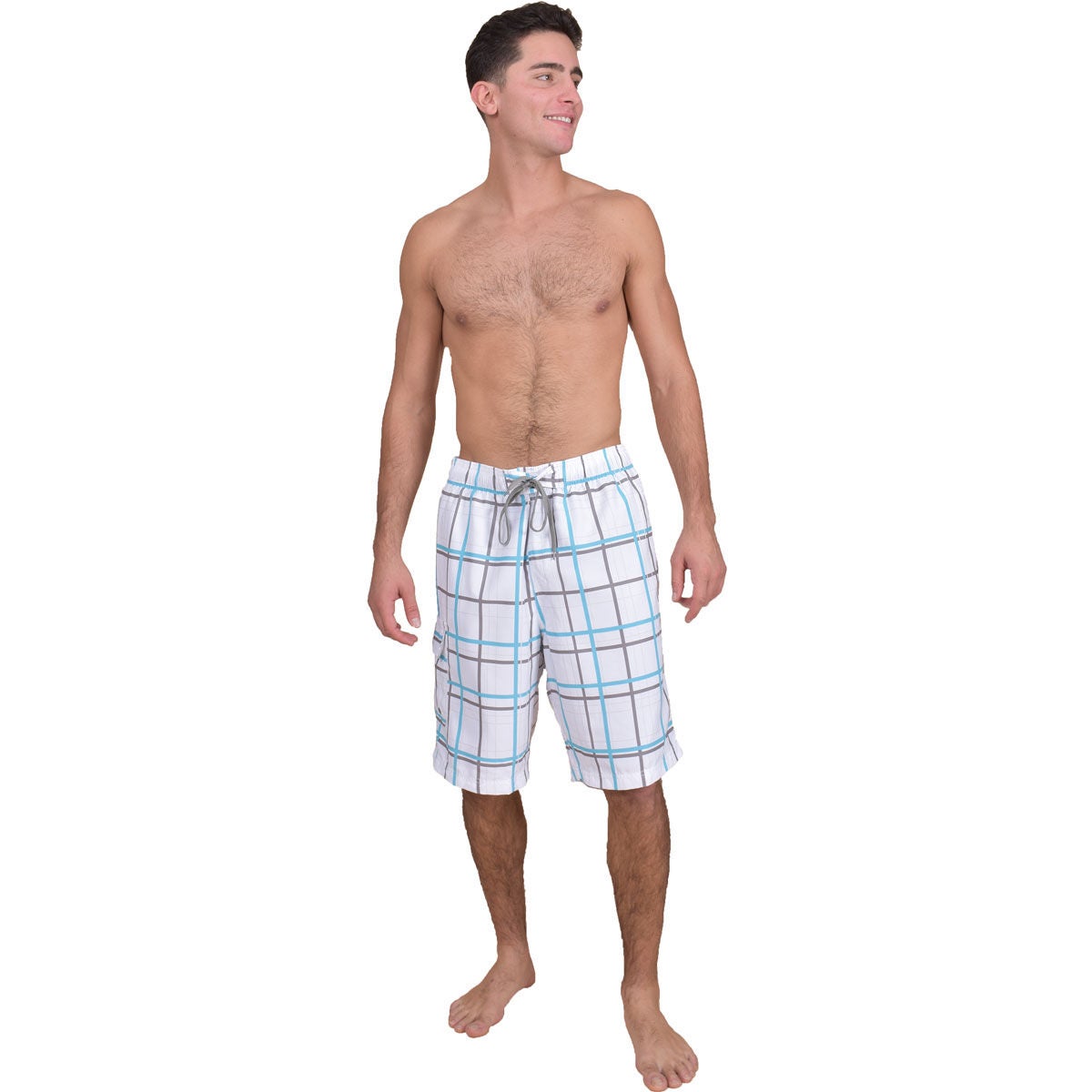 Split Men's Plaid Boardshorts With Cargo Pockets