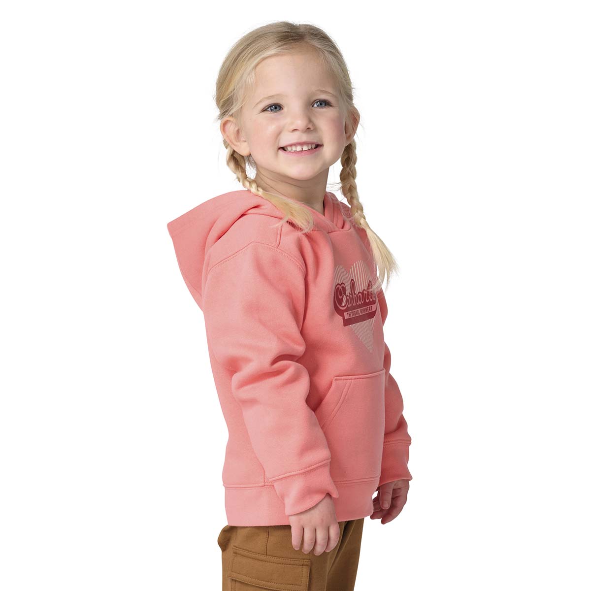Carhartt Girl's Toddler Shell Pink Long Sleeve Heart Logo Sweatshirt