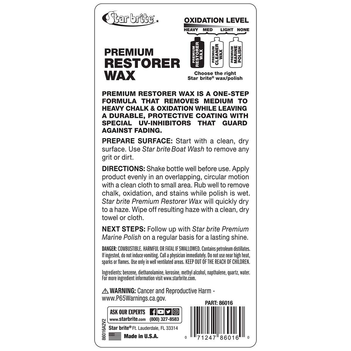 Starbrite Premium Restorer Wax - 16Oz