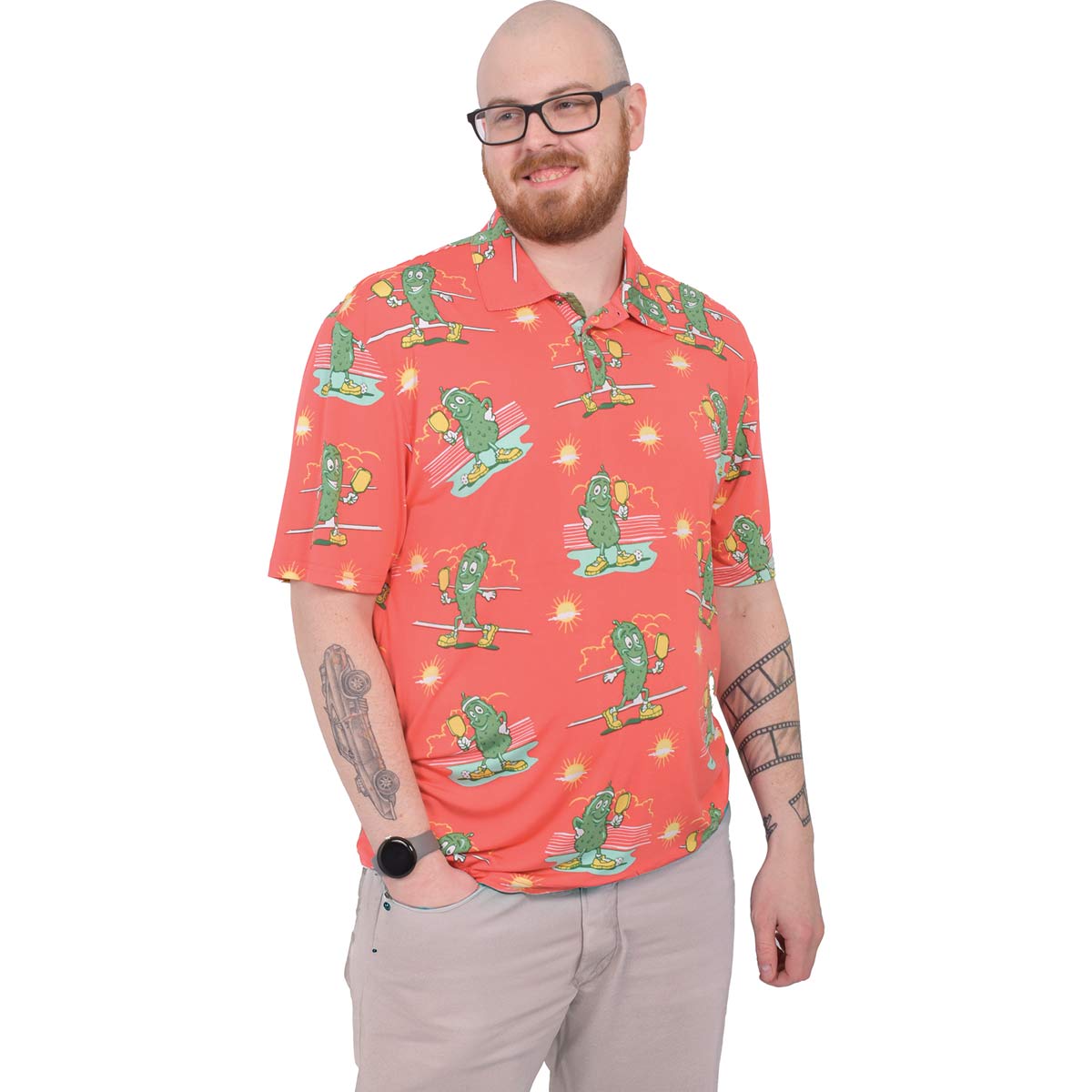 Aeroline Men's Coral Pickleball Polo