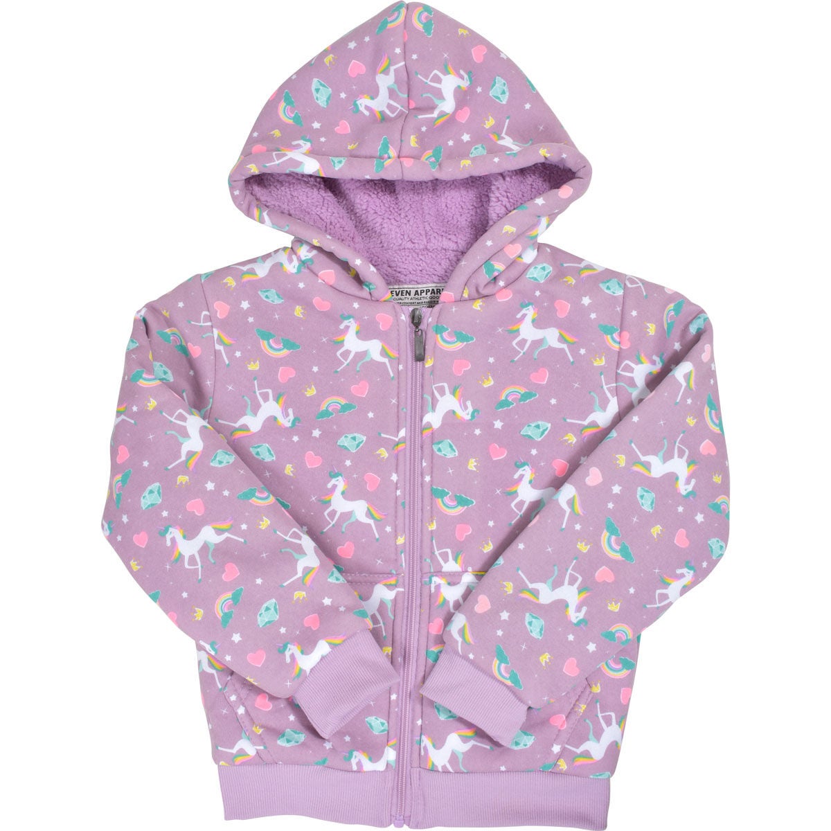Seven Apparel Girls' 4-6x Unicorn Zip-Up