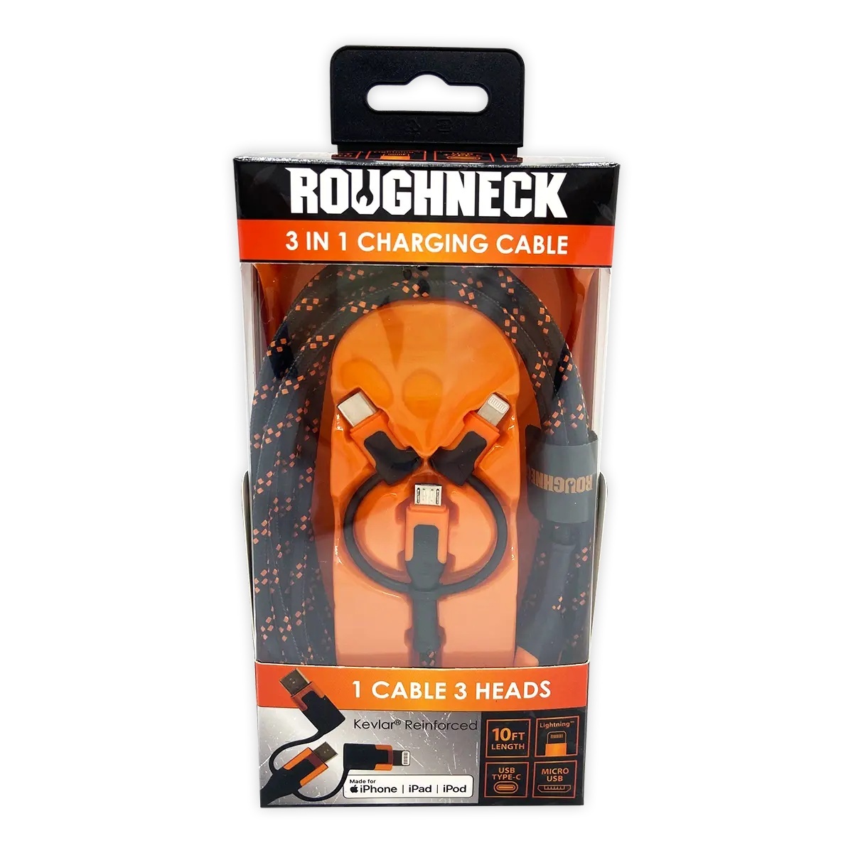 Novelty Inc Roughneck 10ft 3-in-1 Charging Cable