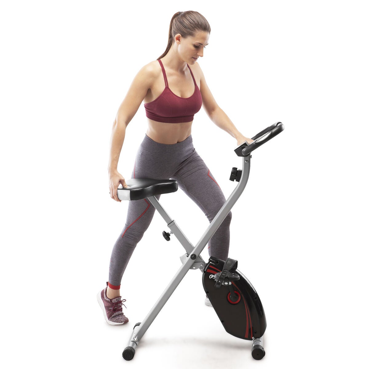 Circuit Fitness Folding Upright Exercise Bike with Adjustable Resistance