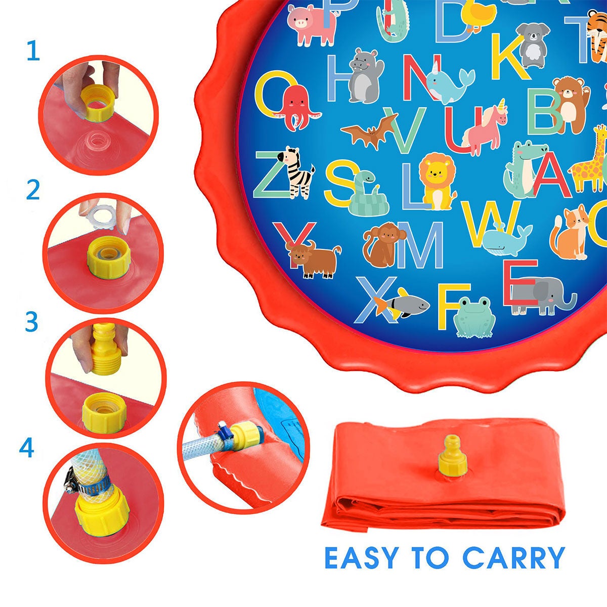 Splash Buddies Alphabet Sprinkler Spray Mat- 60 Inch