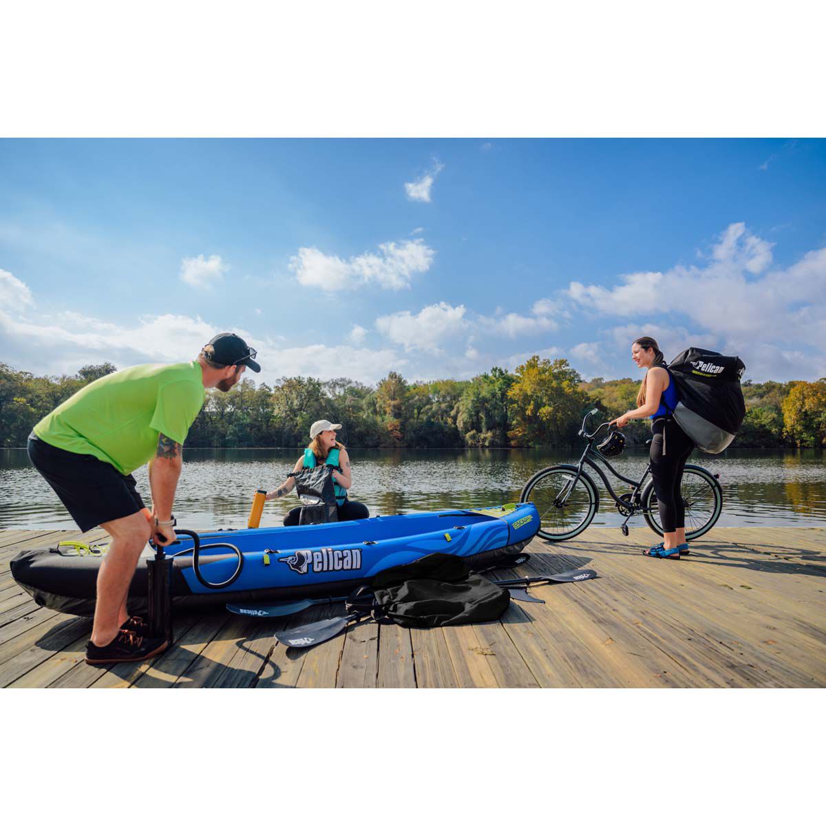 Pelican iESCAPE 110 Convertible Inflatable Sit-On-Top Tandem Kayak, 11'