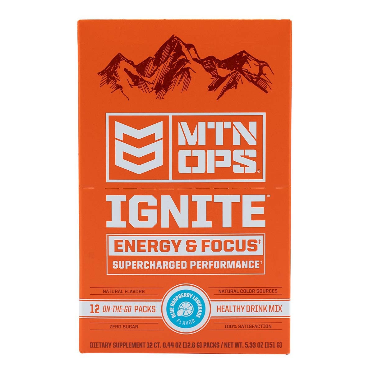 Mtn Ops Ignite Blue Raspberry Energy 12 Pack
