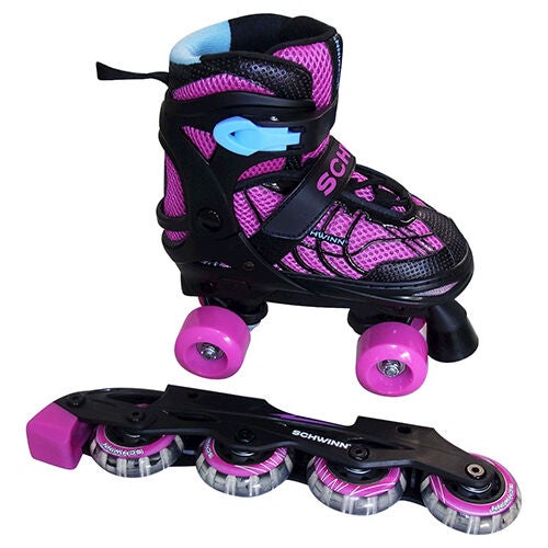 Schwinn Girls' Adjustable 2-in-1 Quad/Inline Skates