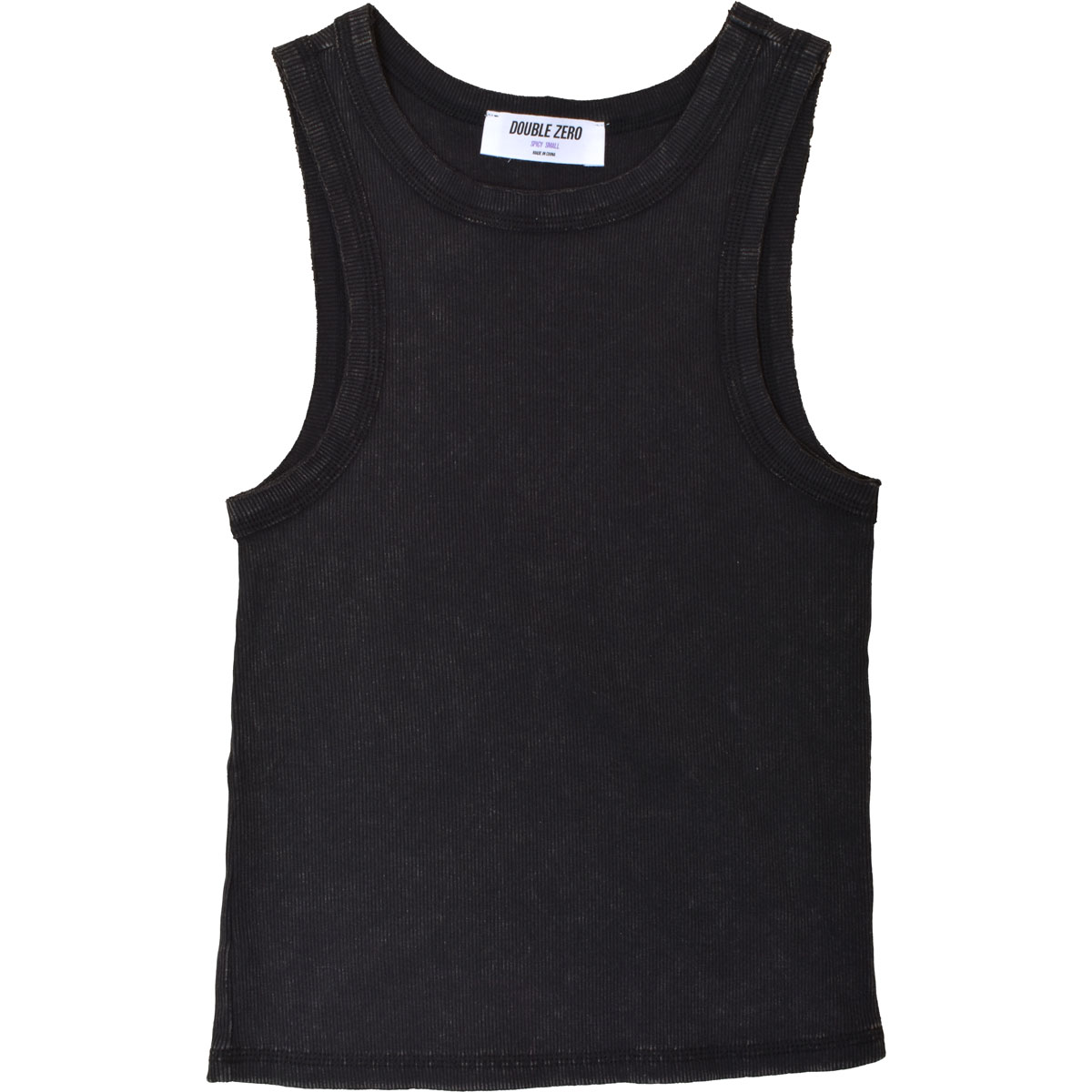 Double Zero Women's Washed Ribbed Round Neck Sleeveless Tanks