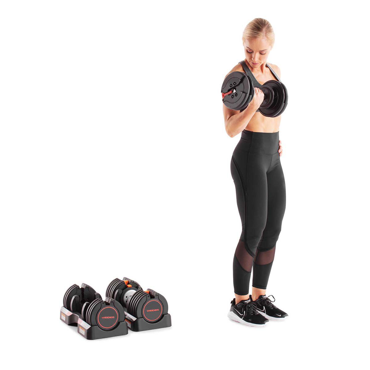 Weider 55lb Pair of Select-A-Weight Adjustable Dumbbells