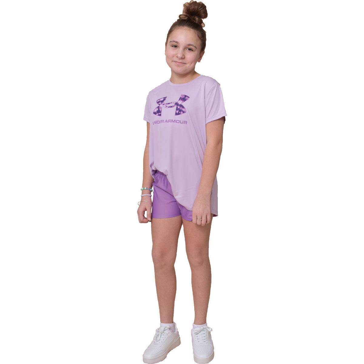 Under Armour Girls' Tech Print Fill Big Logo Short Sleeve Shirt