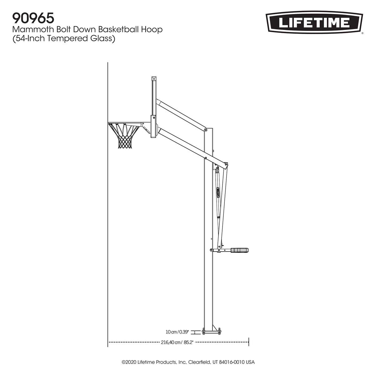 Mammoth 54" 90965 Glass In-Ground Basketball System