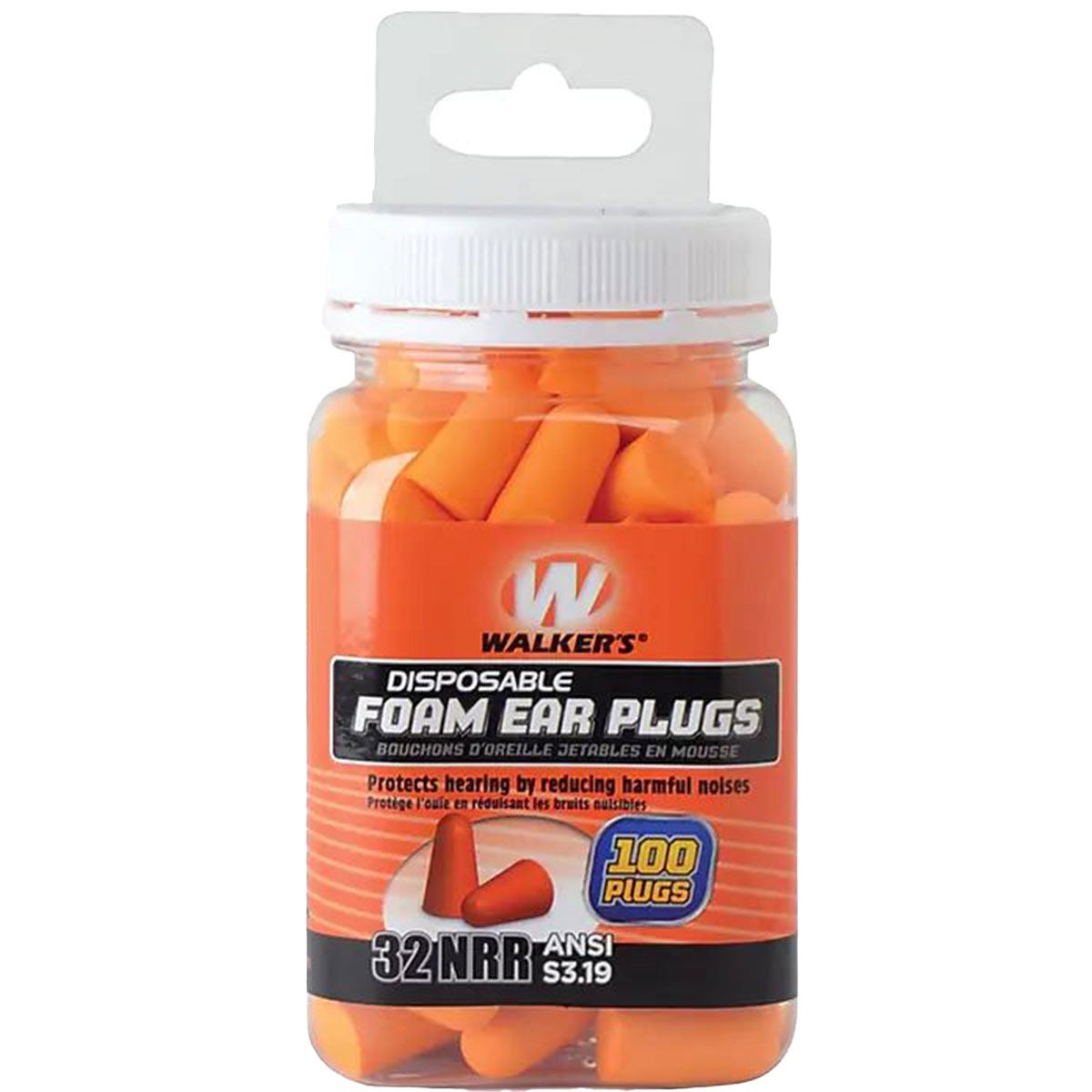 Walker's Jar of Foam Ear Plugs - 100 Count