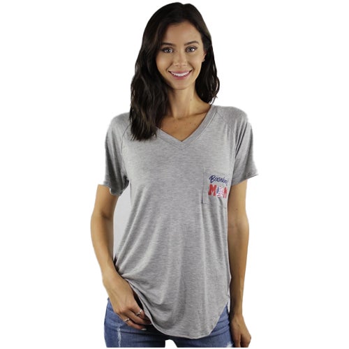 Flawless Women's Baseball Mom Pocket Americana Short Sleeve Tee
