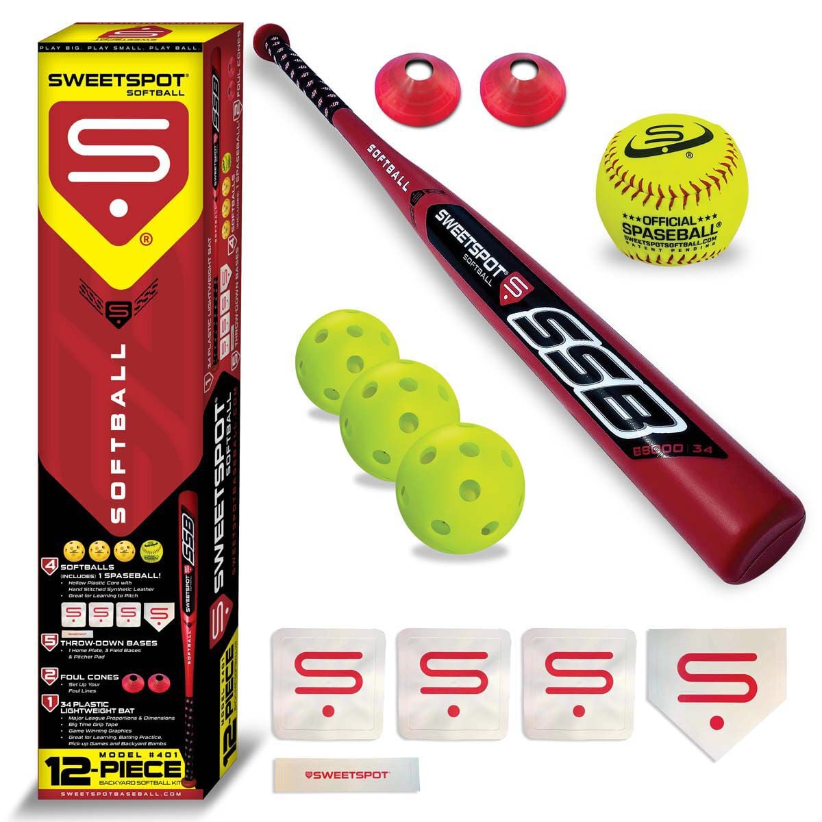 Soft Ball Racket Sweetspot 12pc Family Softball Kit