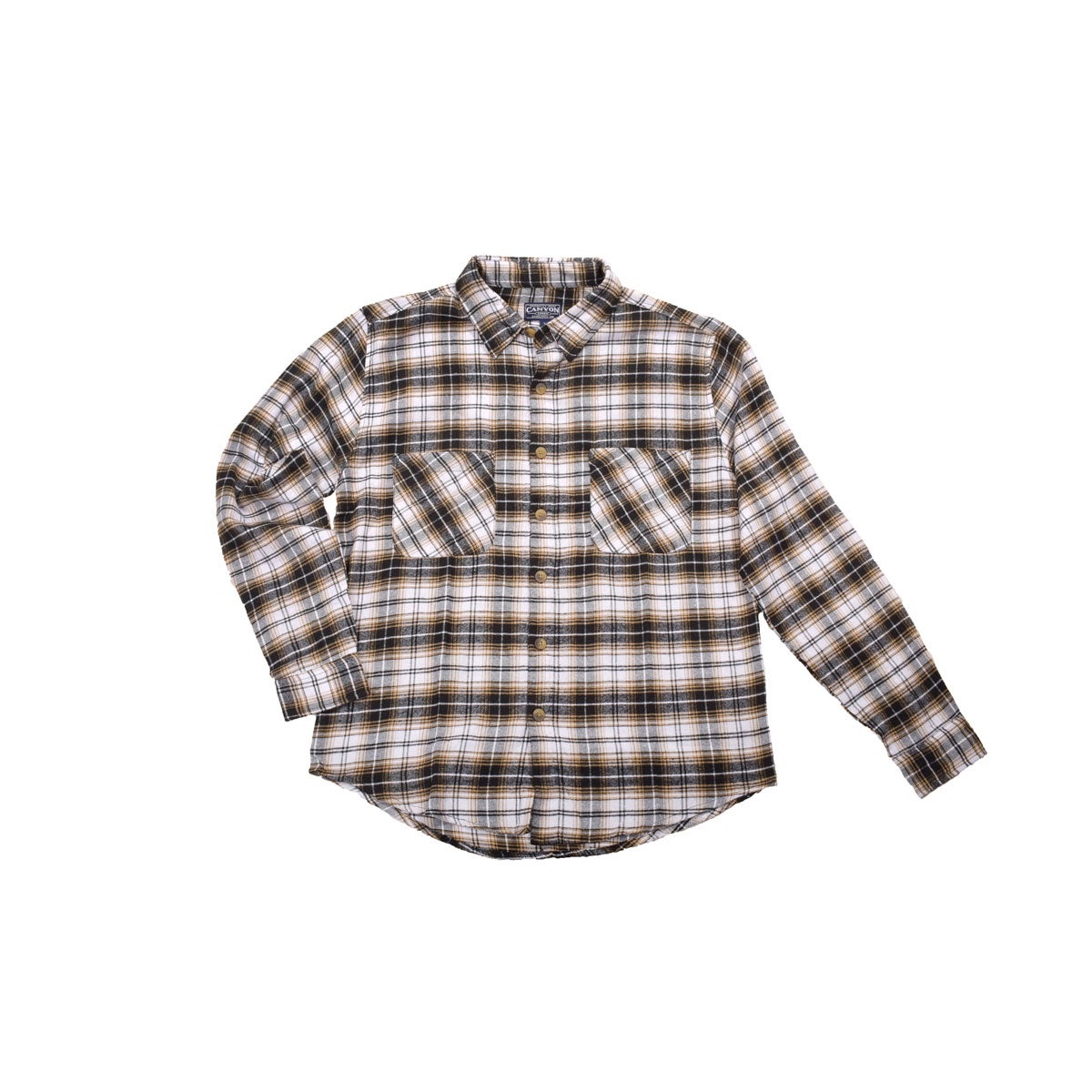 Canyon Creek Men's Cream/White/Black Open Plaid Flannel Shirt