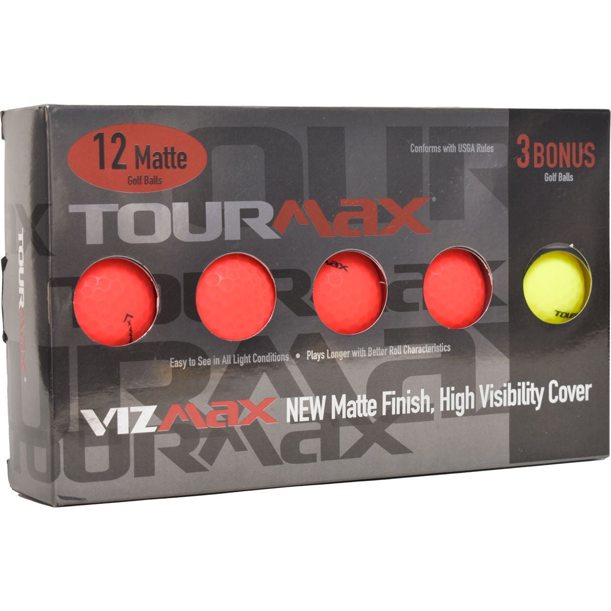 TourMax Vizmax Red Golf Balls with Bonus Sleeve - 12-Pack