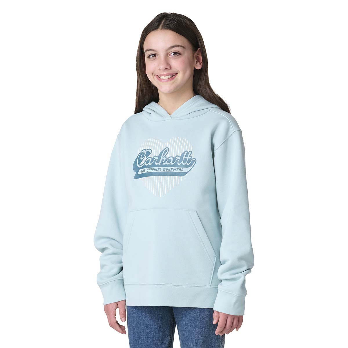 Carhartt Girl's Youth Blue Haze Long Sleeve Heart Logo Sweatshirt